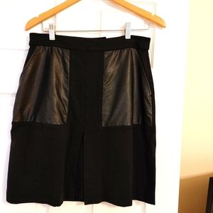 Box pleat and pleather skirt